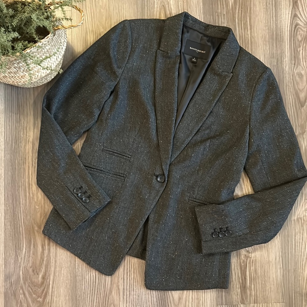 GRAY TWEED CLASSIC BLAZER BANANA REPUBLIC FACTORY SIZE 6